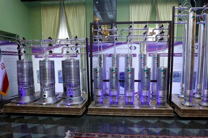 New-generation centrifuges on display in Tehran during Iran's National Nuclear Energy Day, April 10, 2021. Credit Iranian Presidency Office-WANA.